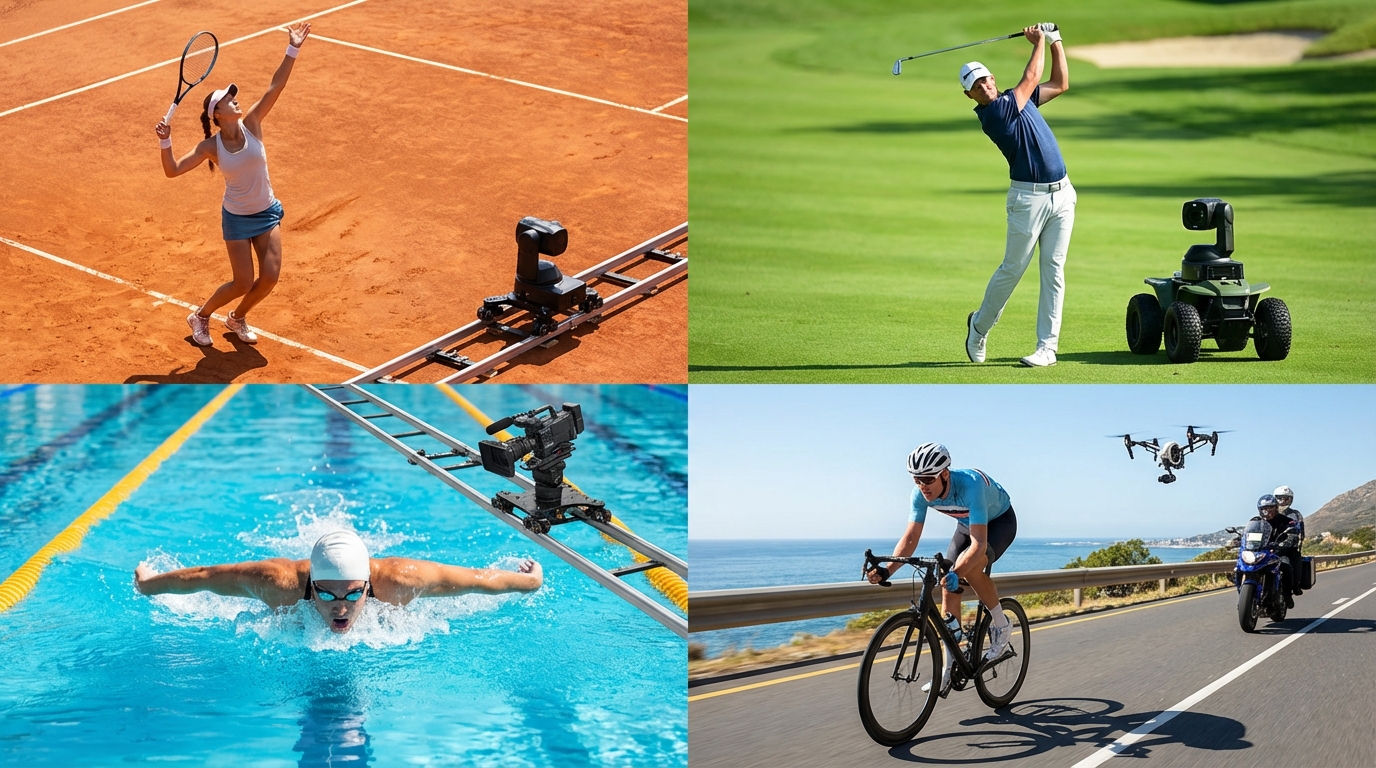 Individual sports ideal for robotic tracking cameras - tennis, golf, swimming, cycling
