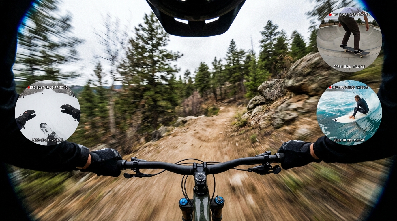 POV action camera perspective for extreme sports and adventure activities