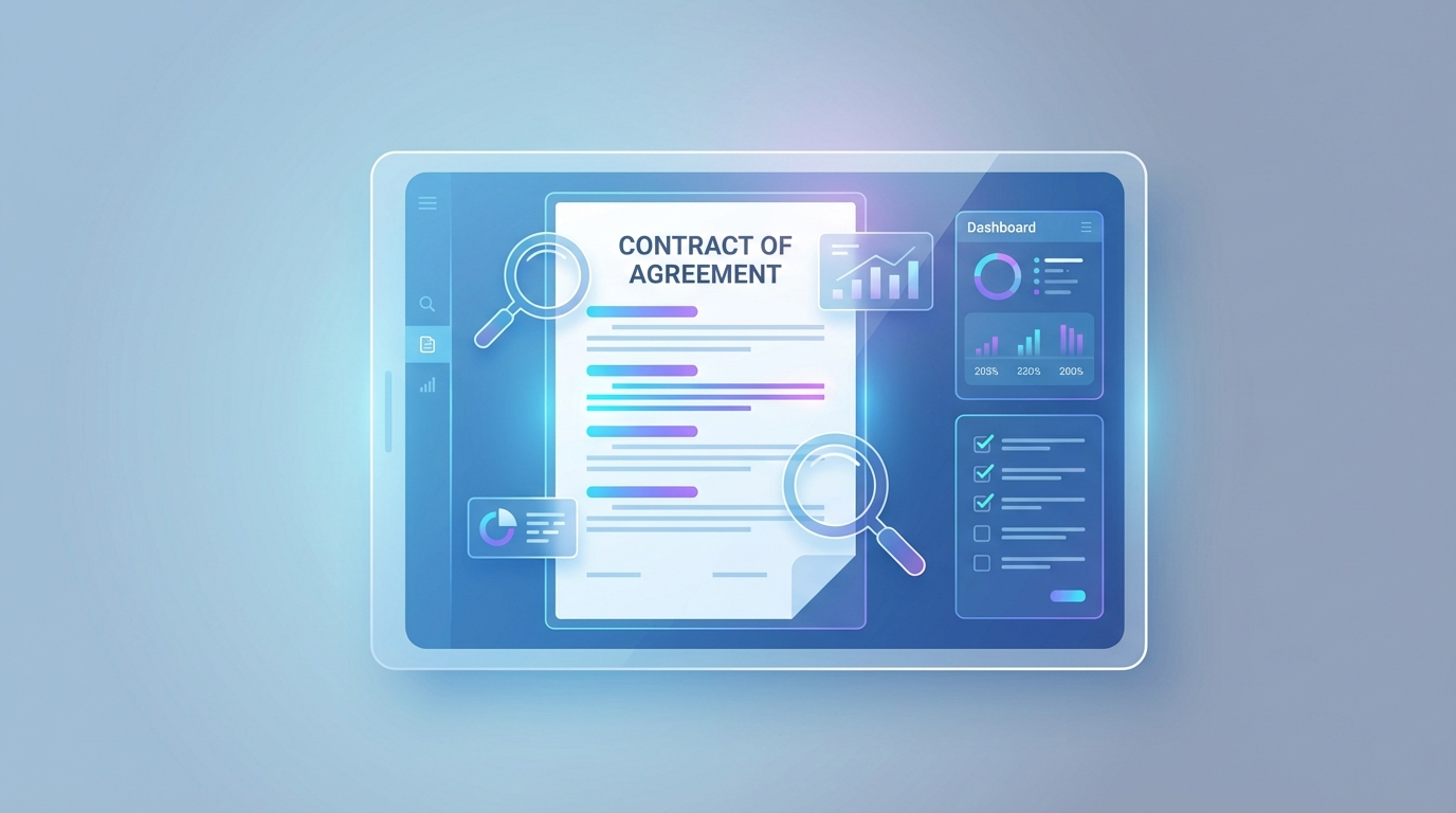 NDA document analysis illustration with digital interface