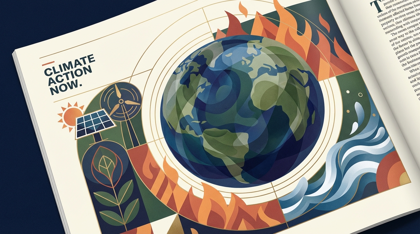 Climate change and environmental action illustration