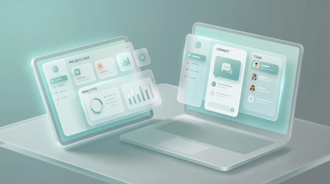 Modern UI/UX design illustration with smartphone and laptop