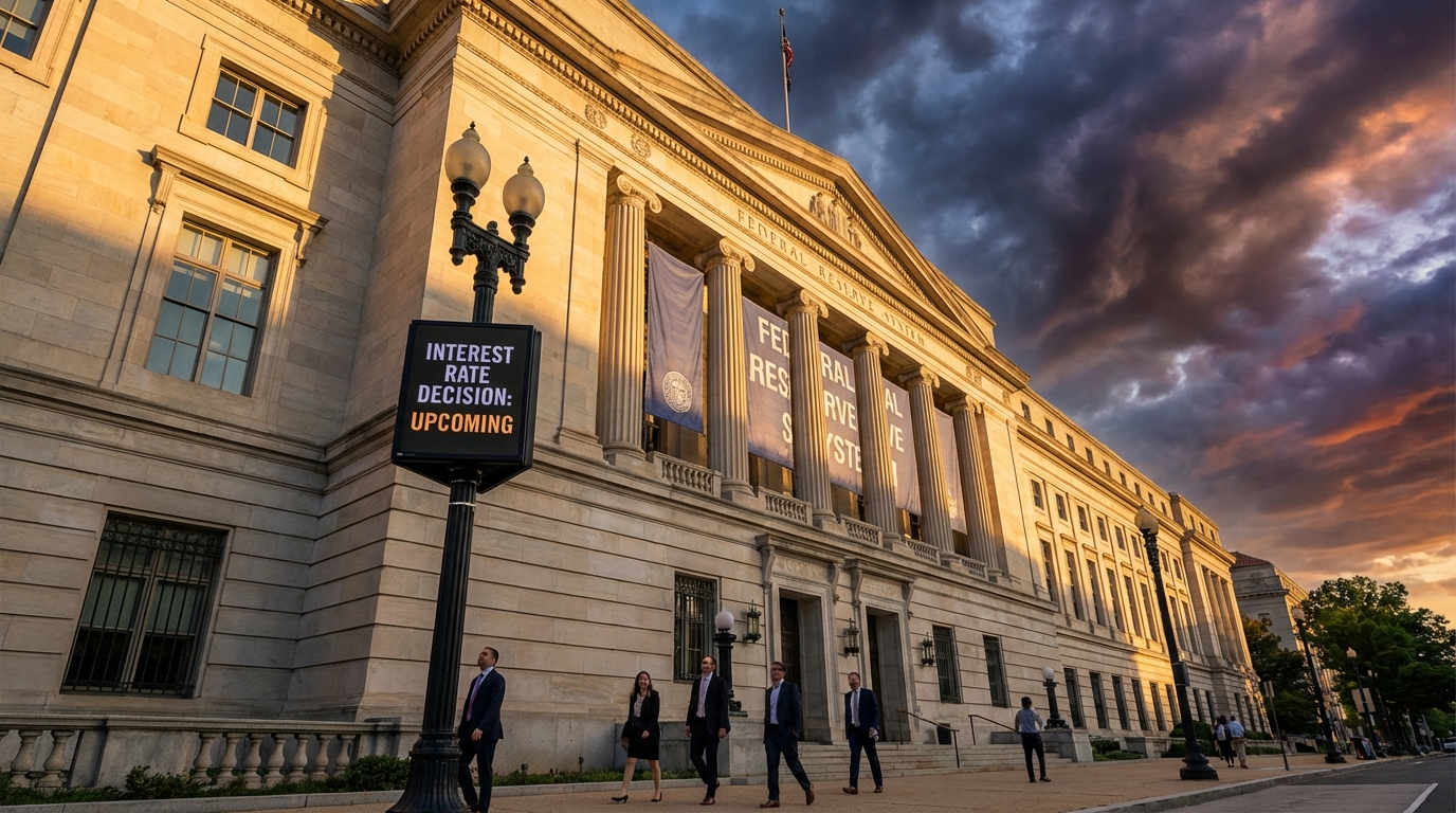 Federal Reserve building representing monetary policy decisions